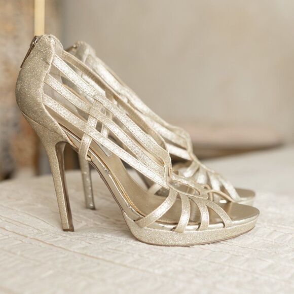 Nina Gold Sparkly Heels size 8.5 - Picture 3 of 17